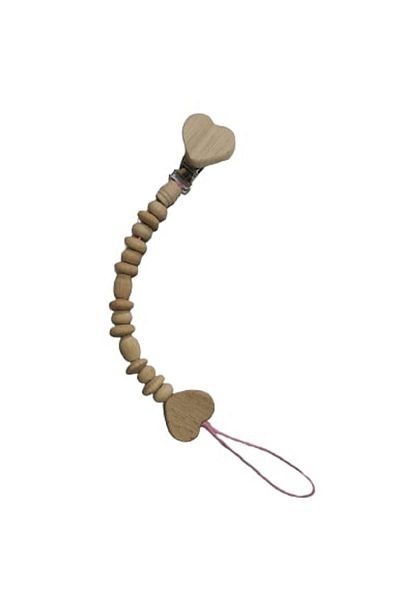 Selin Wooden Pacifier Chain with Heart Figure