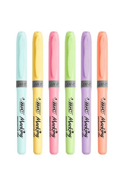 Bic Set of 6 Marking Highlighter Grip Pastel - 992561