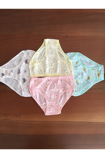 LEYNA BUTİK Chiloți imprimați colorați pentru fete, pachet de 4