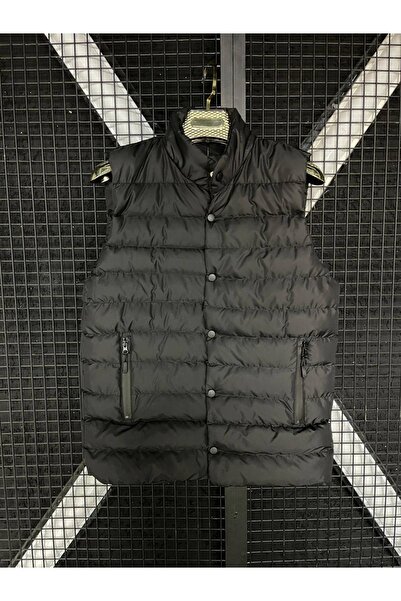 Moday Erkek Siyah Soft Casual Spor Dolum Şişme Yelek