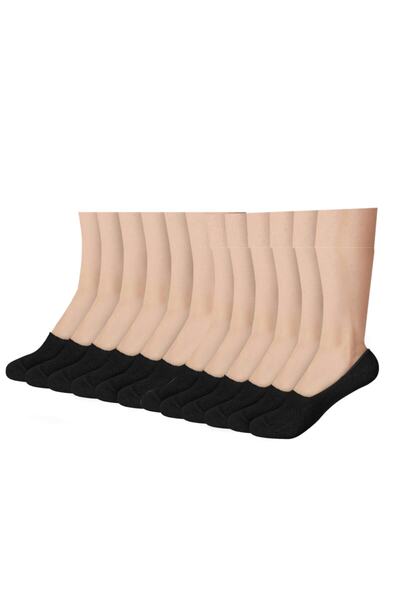 MEM SOCKS Șosete de balerină unisex negru din plasă din silicon, pachet de 12