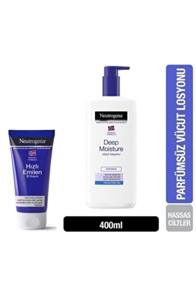 Neutrogena Deep Mousture Parfümsüz Vücut Losyonu 400 Ml + Hızlı Emilen El Kre...
