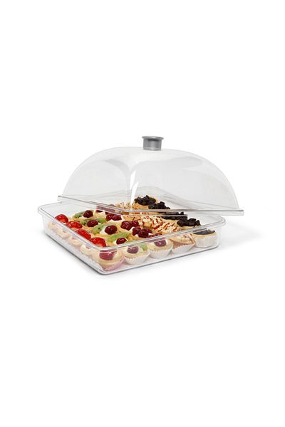 Bora Plastik Small Square Cake Cake Container Set - Tray + Lid