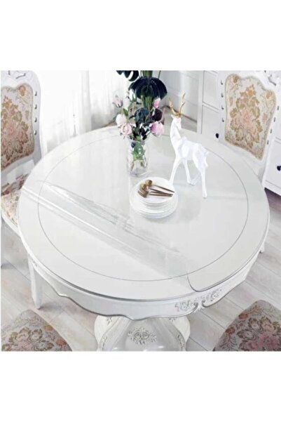 K&M HOMETEX Round Thick PVC Transparent Table Cover Protector 1.7 mm