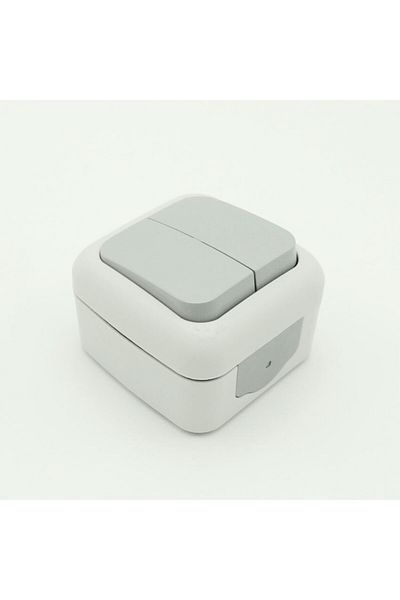 VİKO Palmiye Surface Mounted Commutator Double Switch Gray 220 Volt