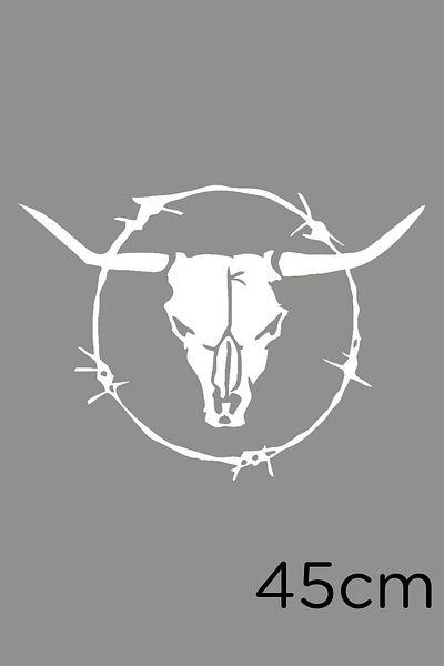 MIGNATIS Autocolant Antlers Bull And Barbed Wire Sticker Pastă 45cm - Alb