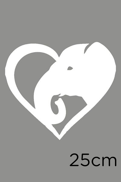 New Jargon Semn Inimă și Elefant Petshop Autocolant pentru vitrină din sticlă 25cm - Alb