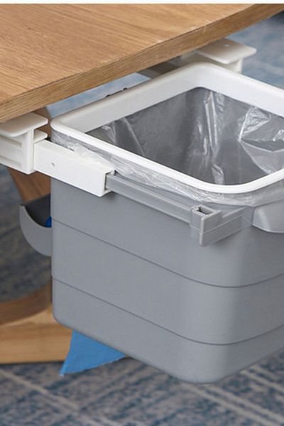Buffer Mini Table Trash Can Plastic Under Counter Retractable Adhesive Invisible Compartment Practical
