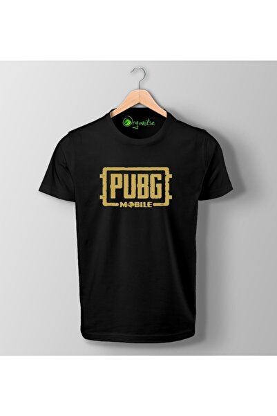 SCUBAPROMO تي شيرت أسود للكبار مطبوع باللون الذهبي من Pubg Mobile للجنسين