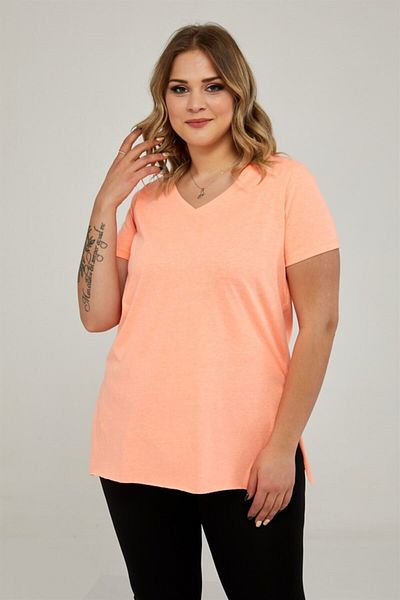 Seamoda Tricou de bază portocaliu cu decolteu în V pentru femei