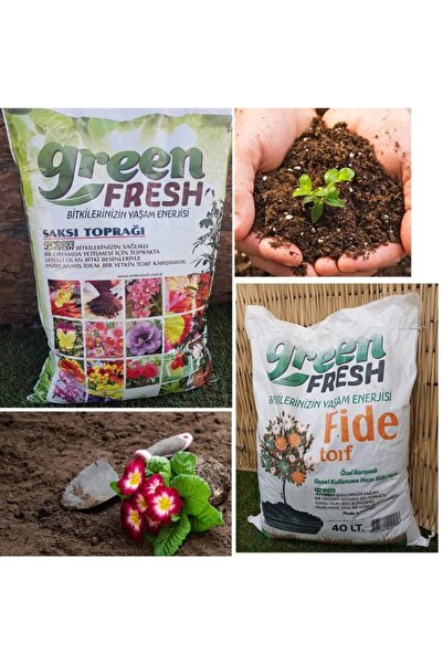 green fresh Torf Çiçek Toprağı Saksı Toprağı Gübreli Toprak Torf Toprak Perlitli Torf Perlit Karışımlı  3 Lt