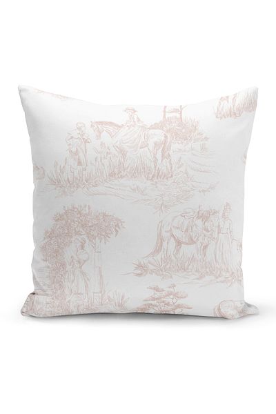 Filamente Double Sided Throw Pillow Cover Toile De Jouy Style
