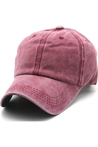 Kardelen Butik Denizli قبعة من الدينيم المتعثرة (عنابي فاتح)