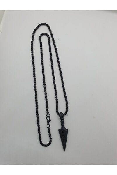 ERKEK KOLYE STORE Triagle Ok Ucu Erkek Kolye Mat Siyah