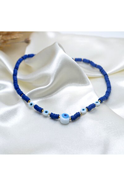 Y&M PERLA ACCESSORİES Nazar Boncuklu Lacivert Fimo Kolye