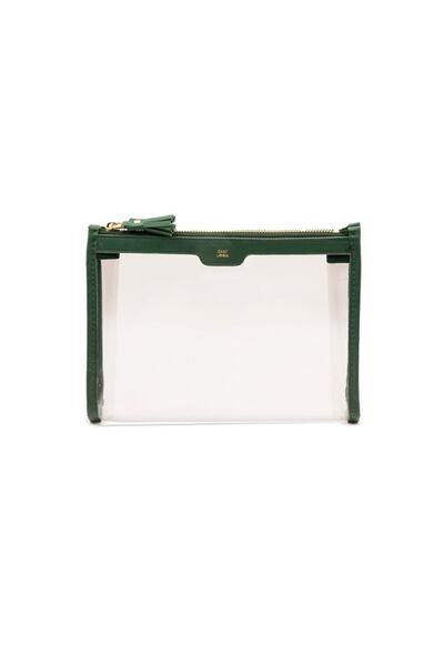 Case Look Pochetă transparentă cu fermoar din piele verde pentru femei Tina 10