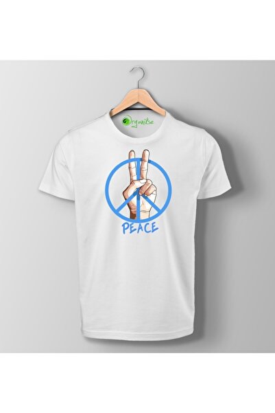 SCUBAPROMO Unisex bela majica sa "Peace" printom