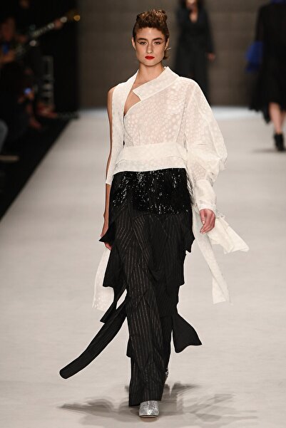 belma özdemir Kadın Siyah Püskül Detaylı Yarı Abiye Pantolon