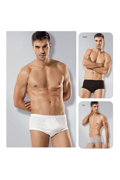 Tutku Men's Mixed Color Cotton Slips (1BLACK-1 GRAY-1 WHITE) Pack of 3