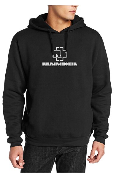 QIVI Muška crna majica dugih rukava sa Rammstein logotipom Štampano Pleteno S...