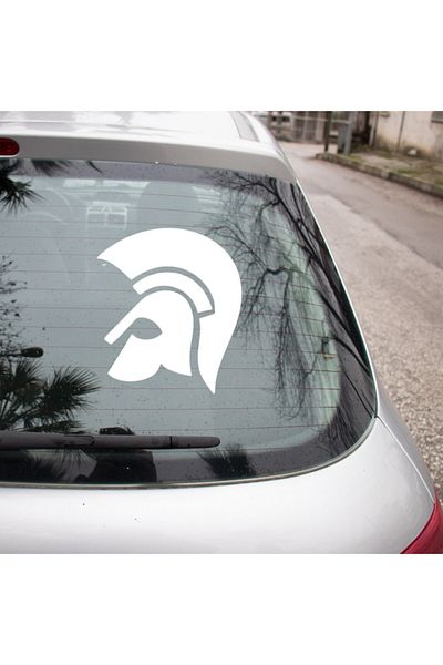 MIGNATIS Autocolant pentru cască de soldat spartan care se rotește la stânga 25 cm - alb