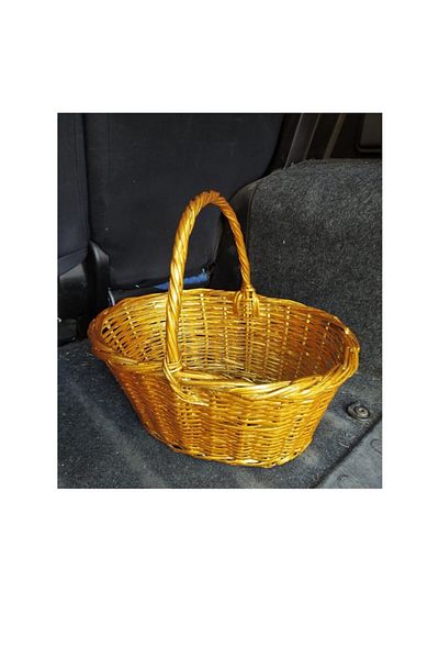 Bahat Handmade Gold Leaf Willow Wicker Picnic Basket 15 Liters