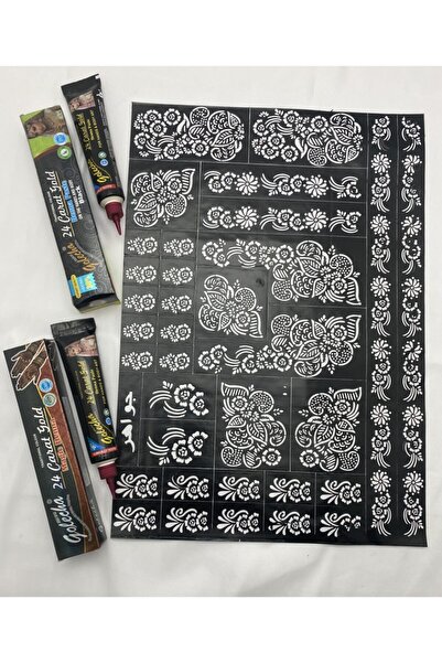 Golecha Hint Kınası Tattoo Geçici Dövme 1siyah 1 Kızılkahve Tüp Kına kına Kal...