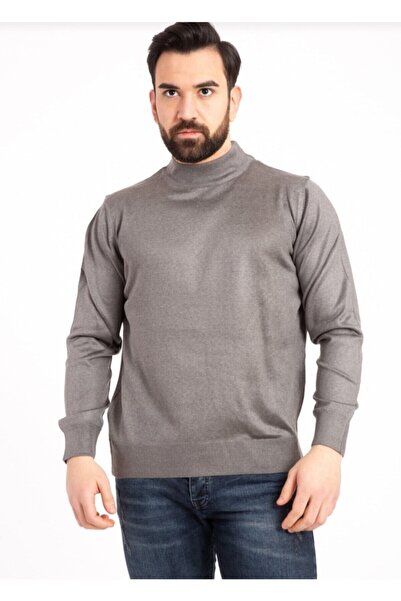 MaviMoure سترة تريكو رمادية للرجال - نصف الياقة المدورة