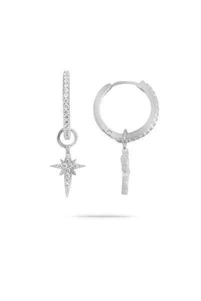 MySilvers Gümüş Halka Kutup Yıldızı Küpe