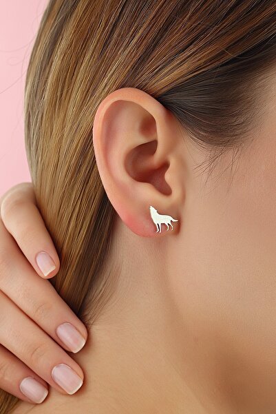 MySilvers Gümüş Minimal Kurt Küpe