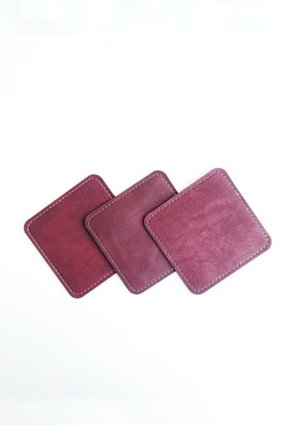 ViP GiFT Square Coaster Leather Claret Red Coaster (1 Piece)