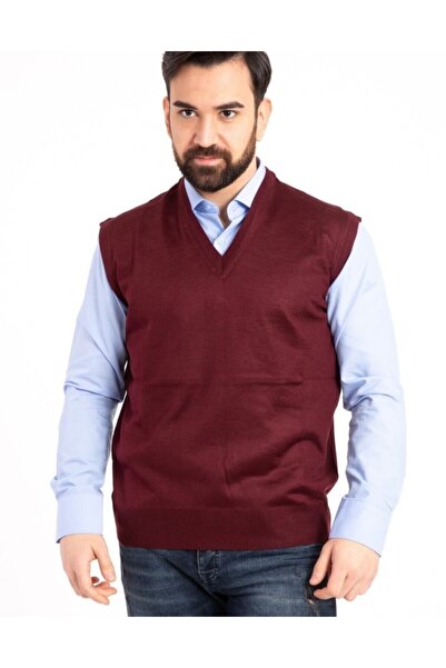 MaviMoure بورجوندي الخامس الرقبة الرجال من جلد الغزال