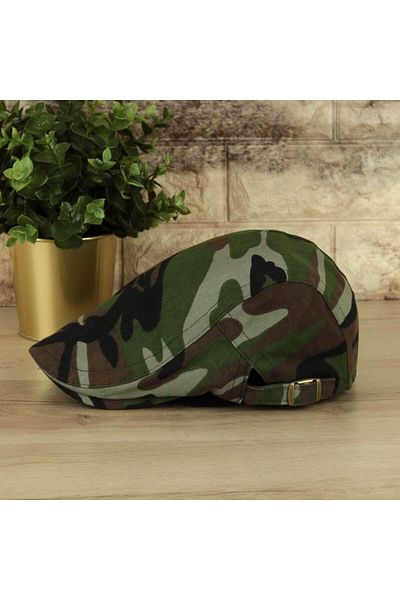 ŞapkaIdünyasi Canvas Linen Men's Cap Summer Camouflage Adjustable Buckle