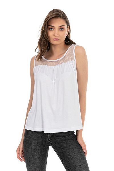 DISENTIS MODEST White Lace Body - Thick Straps and Loose Cut