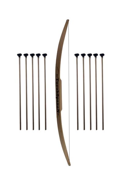 Ahtek Ahşap Oyuncak Ok Yay Takımı, 1 Adet Yay + 10 Adet Ok, Doğal Gürgen (kay...