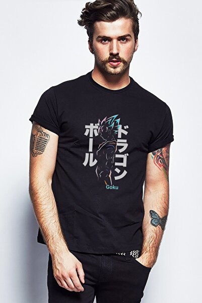 QIVI Anime Dragon Ball Štampano Crna Muška Pleteno Majica T-shirt Majica T-shirt