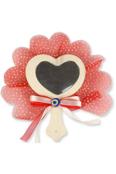 Acar Süs Mirror Heart Wooden Decorated Henna 30 Pieces