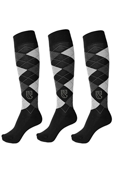 Pramoda حزمة من 3 جوارب ركوب منقوشة باللون الأسود