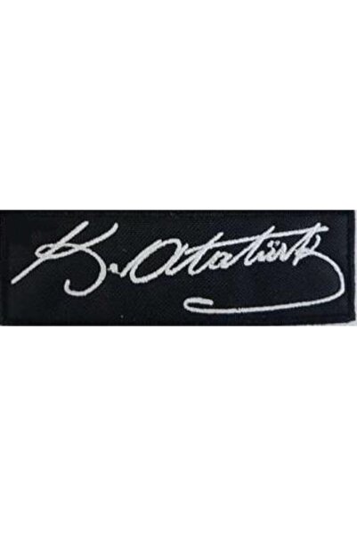 Genel Markalar Siyah Mustafa Kemal Atatürk İmzalı Nakış İşleme Arma Patch Peç...
