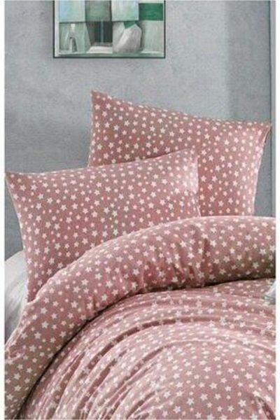 üntaş Life Single Cotton Duvet Cover Set Salmon Star