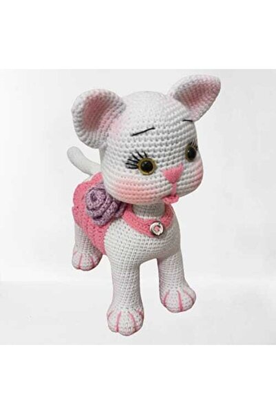 OYUNCAKPARK Süslü Pembiş Kedicik Amigurumi Organik Oyuncak