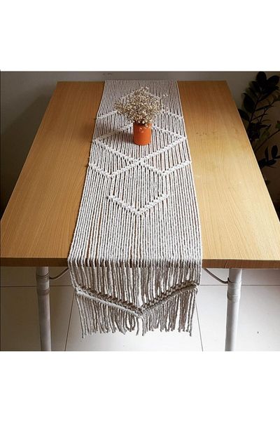 Foksan Deri Macrame Tablecloth American Service Supla Runner