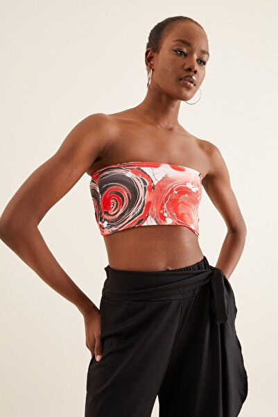 Quincey Жіночий червоно-білий кроп-топ бюстгальтер