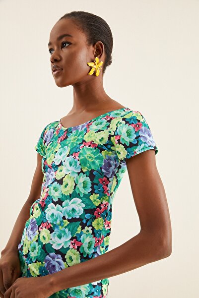 Quincey Γυναικείο φόρεμα με πράσινο σχέδιο