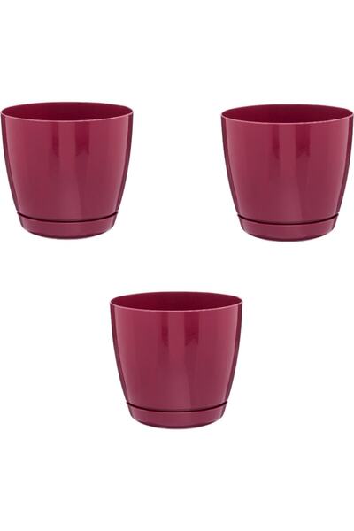 Favilla Floris Saksı Tabaklı 23 Cm 6 Lt Bordo 3'lü