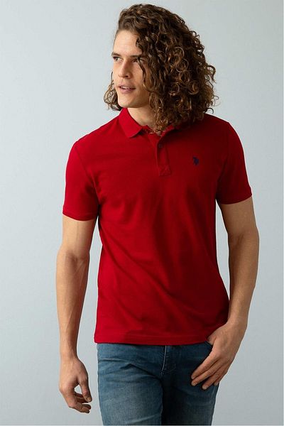 U.S. Polo Assn. Men's Claret Red Polo Collar Basic T-shirt