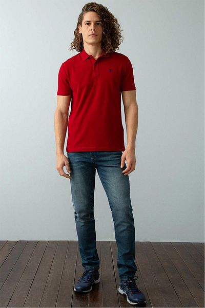 U.S. Polo Assn. Men's Claret Red Polo Collar Basic T-shirt