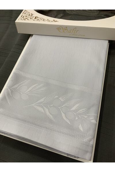 Sfr Home by FİSKOS مفرش طاولة فاخر باللون الرمادي بنمط أوراق الزيتون