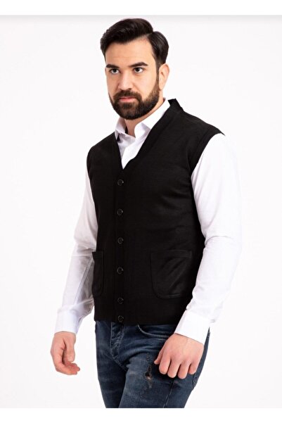 MaviMoure سترة رجالية سوداء - بأزرار