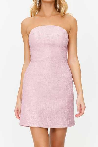 Trendyol Collection Κοντό βραδινό φόρεμα με μοτίβο σε σκόνη A-Cut - TPRSS24EL00049